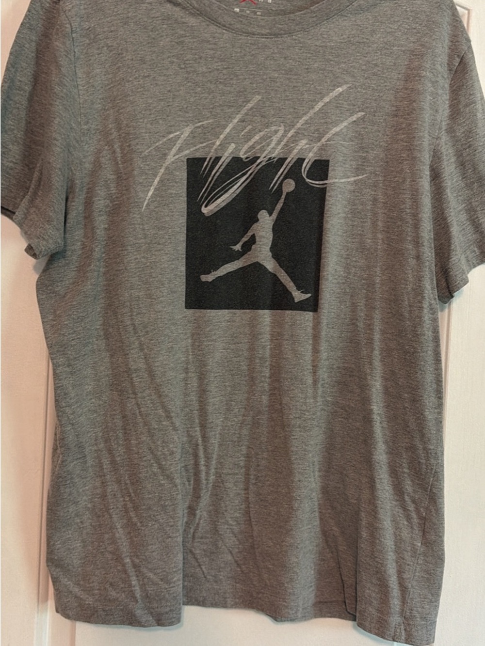 Jordan Men's Grey Crew Neck Tee with Jumpman Square Graphic